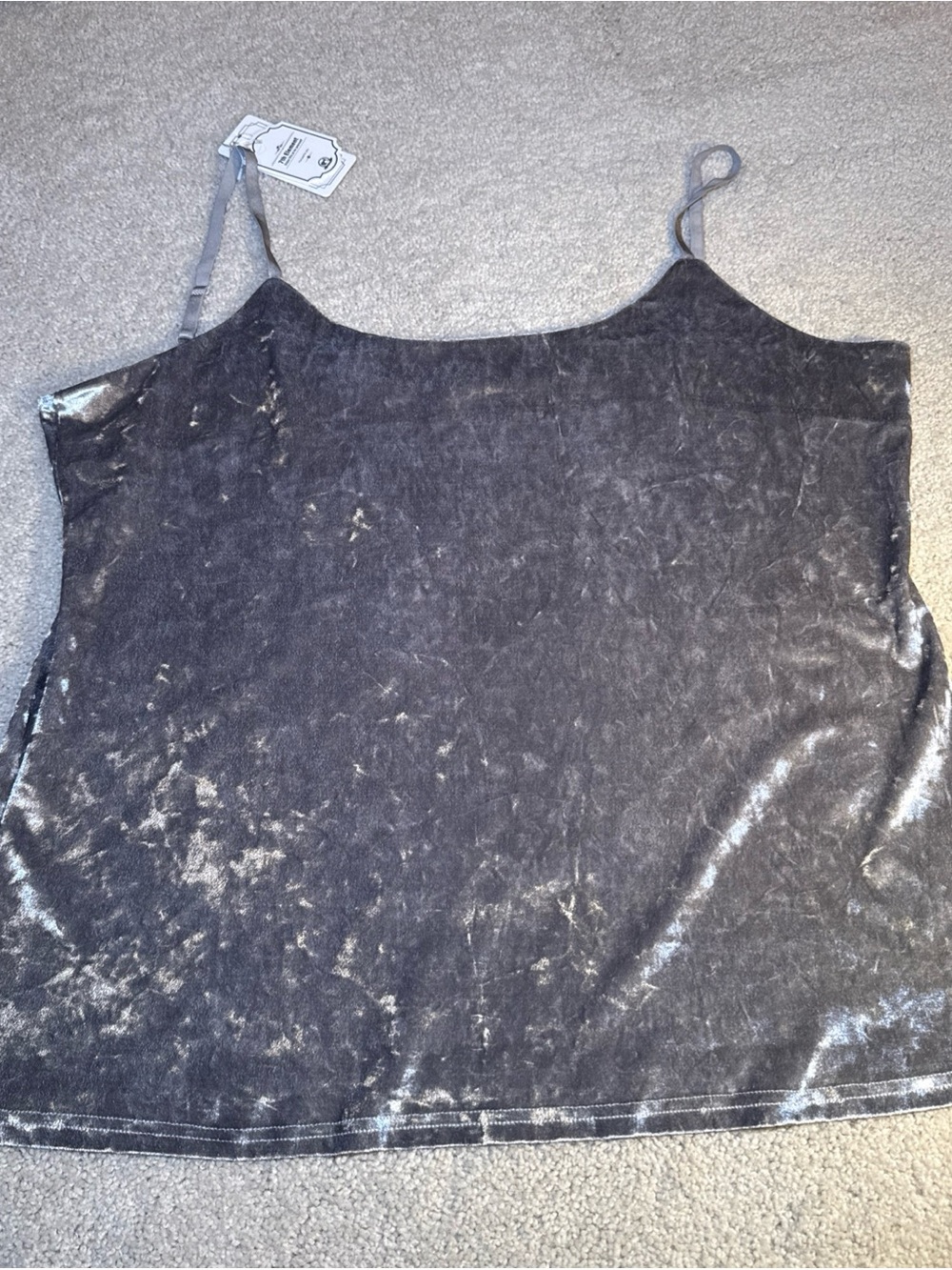7th Element Crushed Y2K Velvet Cami - Charcoal Gray Size 3X NWT